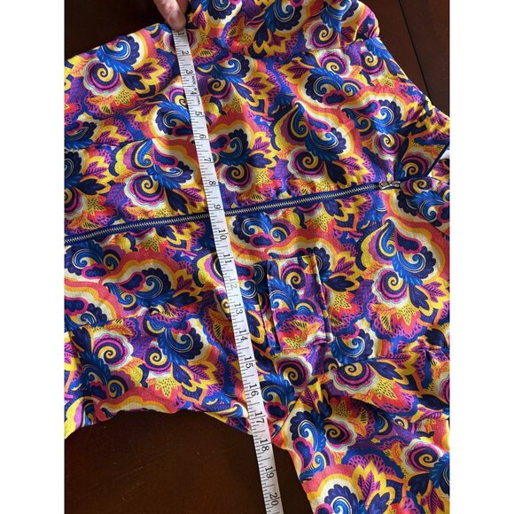 Audrey K NWOT Retro Multi-color Kaleidoscope Maxi Dress Zip-Front Size Medium - Picture 12 of 14